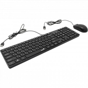 Kit Wired tastatura si mouse Genius SlimStar C126, taste numerice, negru