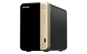 NAS QNAP 264 2-Bay, CPU Intel Celeron N5105/N5095 4-core/4-thread Processor, RAM 8 GB DDR4 (onboard, not expandable), HDD 2 x 2.5"/3.5" SATA 6Gbps + 2 x M.2 2280 PCIe Gen 3 x1 SSD slots (neincluse), LAN: 2 x 2.5GbE (optional 10GbE expansion via a PCIe