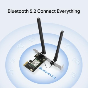 AX3000 Dual-Band Wi-Fi 6 Bluetooth PCI Express Adapter SPEED: 2402 Mbps at 5 GHz + 574 Mbps at 2.4 GHz SPEC: 2× High Gain Dual-Band External Antennas FEATURE: Wi-Fi 6, MU-MIMO, OFDMA, 1024 QAM, HE160, WPA3, Bluetooth 5.2" - Img 6