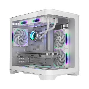 Carcasa 1stPlayer gaming UV5-wh-Hub, 5 ventilatoare aRGB infinity efect plus PWM, telecomanda, Micro-ATX, alb - Img 4