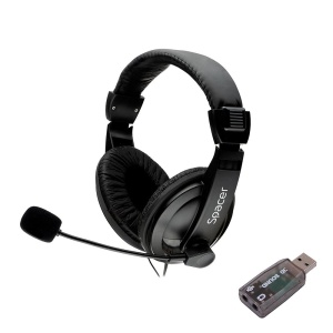 Casti Head-band SPACER SPK-222-USB, Cu fir, Negru