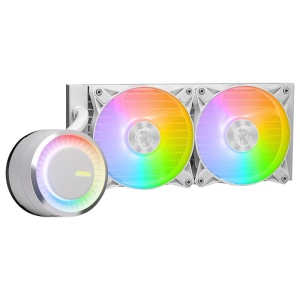 Cooler Procesor MSI MAG CORELIQUID E240 ALB, marime radiator 120mm, 2 ventilatoare ARGB, Viteza pompa: 3000 +/- 10%, Suport AMD: AM4/AM5, suport INTEL: LGA 1150/1151/1155/1156/1200/1700, Airflow: 25.5-75.04 CFM, Nivel de zgomot pompa: 20dBA - Img 9