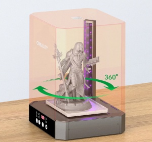 Creality masina de spalat si intarire modele 3D rasina UV, UW-03, timp spalare/intarire: 5-30 min , rand dublu de lampi cu lumina ultraviolet, platorma rotative 360°, dimensiuni maxime spalare:210*160*200mm, dimensiuni maxime uscare si intarire: - Img 3