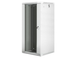 Dulap rack 19" perete 27U / 600x600 (flat pack) cu ușă din sticlă, gri V2