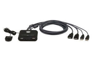 Switch KVM ATEN CS22HF. Tastatură de tip port: USB, Mouse tip de port: USB, Video Type portul: HDMI. Tip HD: Full HD, Rezoluţia maximă: 1920 x 1200 Pixel, Lungime de bandă video: 60 Hz. Culoarea produsului: Negru, Material carcasă: Din material plastic,