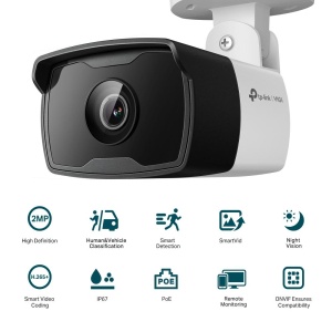 Camera IP Bullet TP-Link VIGI C320I(4mm), 2MP, Lentila 4mm, IR 30ml, rezolutie video 2304 × 1296, +/H.265/H.264+/H.264, - Img 2