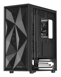 Carcasa GENESIS DIAXID 605F Mid Tower NEGRU, Tempered Glass, Sloturi Expansiune 7, Drive Bays: 2x3.5" 3x2.5", Ventilatoare Suportate: 8 (spate: 1x120mm, fata: 3x120mm sau 3x140mm, sus: 2x120mm sau 2x140mm, jos: 2x120mm), Ventilatoare Incluse: 5 (spate: - Img 2