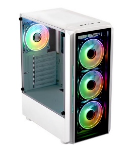 Carcasa PRO GAMING BASTION Mid Tower ARGB, Dimensiuni 330x200x440mm, ATX, 4x 120mm ventilatoare incluse+ hub+ telecomanda, ATX