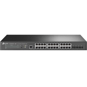 "JetStream™ 24-Port 2.5GBASE-T and 4-Port 10GE SFP+ L2+ Managed Switch with 16-Port PoE+ & 8-Port PoE++ PORT: 24× 2.5G RJ45 Ports (8× 2.5G PoE++ Ports & 16× 2.5G PoE+ Ports), 4× 10G SFP+ Slots, RJ45/Micro-USB Console Port SPEC: 802.3bt/at/af, 500 W PoE