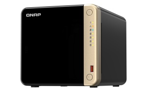 NAS QNAP 464 4-Bay, CPU Intel Celeron N5105/N5095 4-core/4-thread Processor, RAM 8 GB DDR4 (onboard, not expandable), HDD 4 x 2.5"/3.5" SATA 6Gbps + 2 x M.2 2280 PCIe Gen 3 x1 SSD slots (neincluse), LAN: 2 x 2.5GbE (optional 10GbE expansion via a PCIe