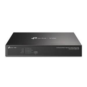 NVR PoE TP-Link VIGI 8 canale 1008H-8MP; 53W, 8 MP,1 SATA Interface, max 16TB(neinclus), H.265+; ONVIF, etecție mișcare, linie, intruziune, persoane, vehicule etc.
