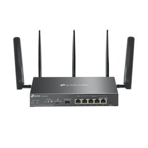 "Omada 4G+ Cat6 AX3000 Gigabit VPN Router PORT: 1× Gigabit SFP WAN/LAN Port, 1× Gigabit RJ45 WAN Port, 4× Gigabit WAN/LAN RJ45 Ports, 1 Nano SIM slot (4G+ Cat6) SPEED: 574Mbps at 2.4 GHz + 2402 Mbps at 5 GHz (HE160) Wi-Fi Speed, 300 Mbps Download LTE
