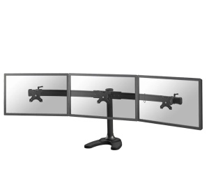 Suport triplu monitor de birou Neomounts FPMA-D700DD3; pentru display- uri cu diagonale 10"-27", sistem de prindere VESA 75x75~100x100, greutate maxima suportata 8kg - per ecran, swivel +45°, rotate +360°; inaltime reglabila manual 340-450mm; culoare