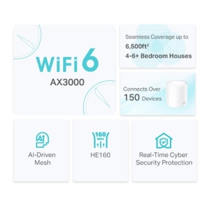 TP-Link AX3000 whole home mesh Wi-Fi 6 System, Deco X50(3-pack); Dual- Band, Standarde Wireless: IEEE 802.11ax/ac/n/a 5 GHz, IEEE 802.11ax/n/b/g 2.4 GHz, viteza wireless: 5 GHz: 2402 Mbps, 2.4 GHz: 574 Mbps, 2 x antene interne, 2×2 MU-MIMO, Mod Router, - Img 9