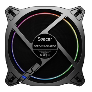 VENTILATOR SPACER PC 120x120x25 mm ARGB light diferite setari ale jocului de culori, posibilitate conectare fan hub, Hydraulic Bearing, conector 3/4-pin, black