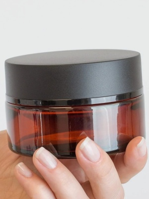 Borcan sticlă Laurence Amber cu capac și disc, 100 ml - Img 4