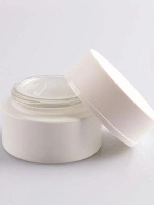 Borcan sticlă mată albă cu capac și disc AK 50 ml - Img 2