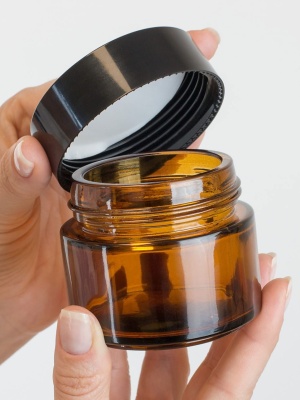 Borcan sticlă brună cu capac 100 ml - Img 3