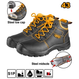 Bocanci Protectie Negri cu Varf Talpa Metalica 41 INGCO SSH04S1P.41