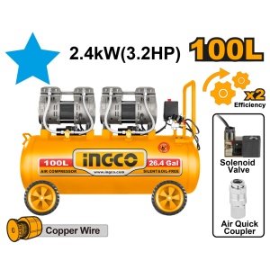 Compresor 100L 2.4Kw Fara Ulei INGCO ACS2241001