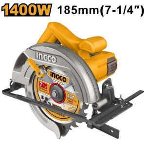 Fierastrau circular INGCO CS18538 Super Select, 1400 W, disc 185 x 20 mm, 4800 rpm, taiere 65 mm la 90 grade, disc lemn 24T si ghidaj paralel