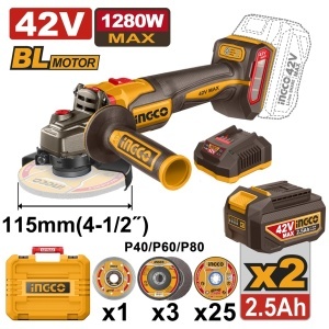 Flex Unghiular 42V cu 2 Acumulatori INGCO CAGLI4128112