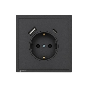 Priza cu USB + Type-C 5V / 2000 mA, 80 x 80 mm GRI - Img 2