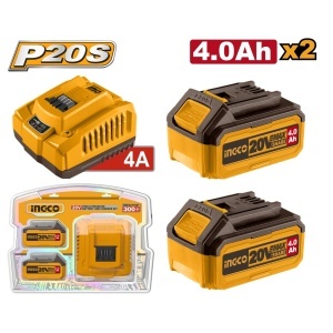 Baterie (Acumulator) 20V 4Ah Set 2 Bucati cu Incarcator INGCO