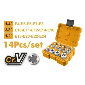 Trusa Chei Tubulare Stea CR-V 14buc INGCO HKTETS0114