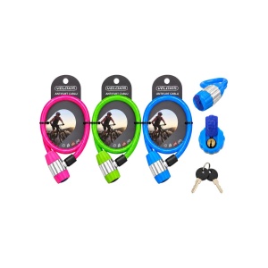 Antifurt VELOXIS VX0078, 80 cm, color, cablu flexibil cu protecție și închidere cu cheie, pentru securizarea bicicletei la un punct fix