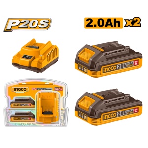 Baterie (Acumulator) 20V 2Ah Set 2 buc cu Incarcator (nou) INGCO FBCPK2212E