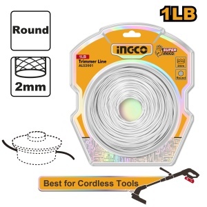 Fir motocoasa INGCO ALS2001, rotund, diametru 2 mm, lungime 120 m, pentru taierea ierbii cu trimmer si motocoasa compatibila, inclusiv CSTLI20018