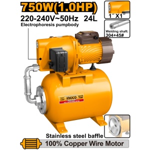 Hidrofor 750W cu Vas 24L 1.0 HP INGCO JPT075068