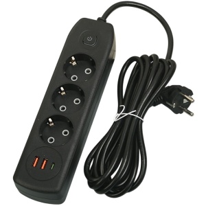 Prelungitor 3m 3 Prize + 2 USB cu Intrerupator