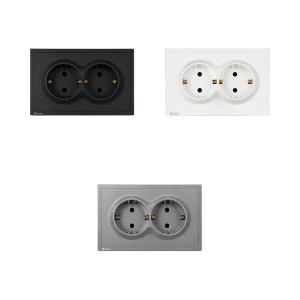 Priza dubla cu Impamantare 16A, 250V, 120 x 80 mm GRI