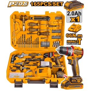 Set de Unelte 165pcs cu Bormasina 20V 66nm