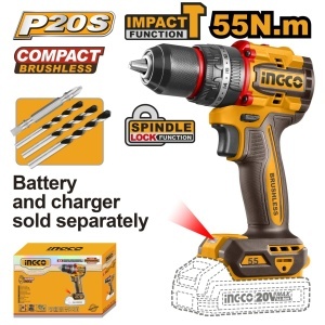 Bormasina 20V 55nm cu Impact Fara Baterie INGCO CIDLI205581