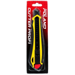 Cutter POLAND P0095, mâner plastic, model 2, cu lamă segmentată, pentru tăierea cartonului, foliei, hârtiei și ambalajelor la lucru sau în gospodărie