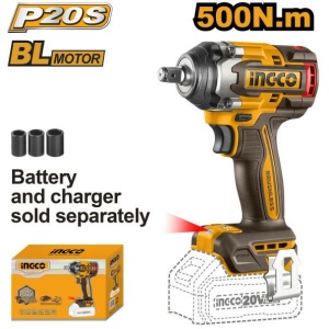 Filetanta cu Impact 20V Brushless 1/2 500Nm INGCO CIWLI20501 pentru Auto si Constructii, Fara Acumulator si Incarcator