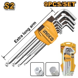 Set Imbus 1.5-10mm Extra Lung cu Bila 9buc INGCO HHK12092
