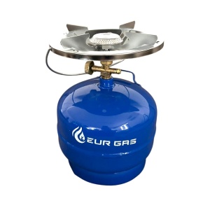 Butelie Gaz 2kg 4.8L EurGas cu Arzator pentru Camping, Pescuit si Gatit in Aer Liber, Portabila si Usor de Transportat cu Consum Eficient
