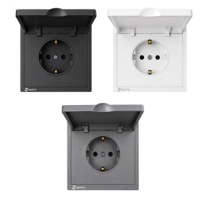 Priza simpla cu Impamantare si capac 16A, 250V, 80 x 80 mm ALBA