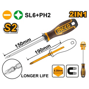 Surubelnita 2 in 1 SL6+PH2 INGCO AKISD26150