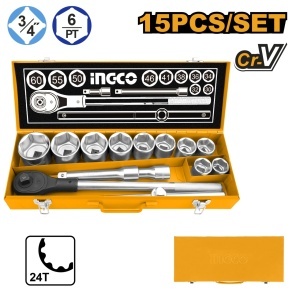 Trusa Chei Tubulare Cr-V 3/4 15pcs INGCO