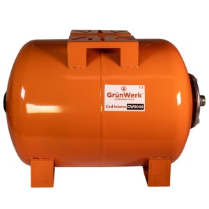 Vas hidrofor GrünWerk GW0040, 50 L, recipient pentru acumularea apei sub presiune și stabilizarea presiunii în instalații compatibile