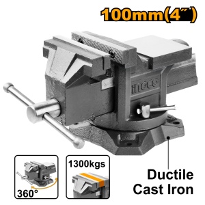 Menghina banc INGCO HBV084, 4 inch 100 mm, baza rotativa, nicovala, greutate 6,7 kg, forta maxima strangere declarata 1300 kgf, pentru fixare piese