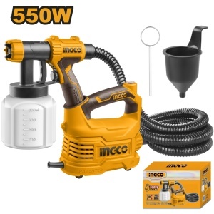 Pistol electric vopsit INGCO SPG5008, 550 W, vas 800 ml, debit 850 ml/min, duza reglabila, cu cupa vascozitate si ac curatare, fara compresor extern
