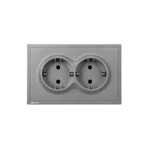 Priza dubla cu Impamantare 16A, 250V, 120 x 80 mm NEAGRA - Img 3