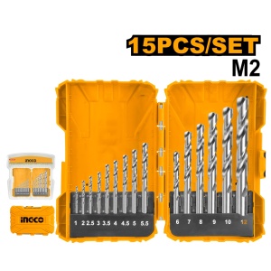 Set Burghie Metal 15pcs M2 HSS Profi 1-12mm INGCO AKDL51502