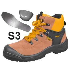 Bocanci Protectie Piele Intoarsa+Textil cu Talpa Varf Metalic 45 INGCO